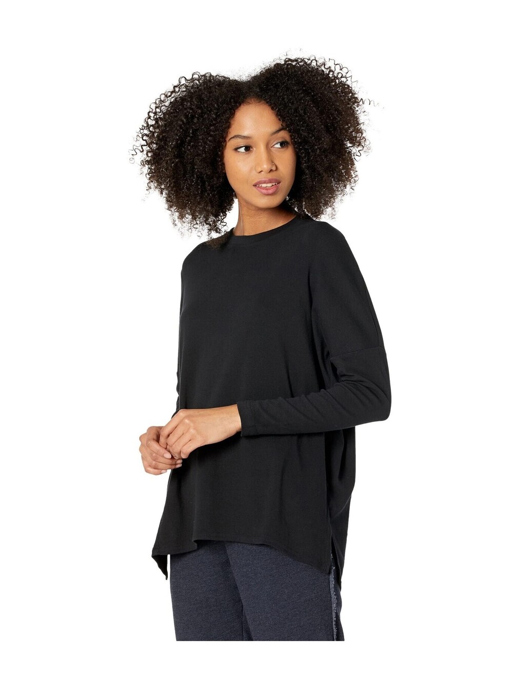 Hard Tail Long Sleeve Slouchy woman Tee Black size XS